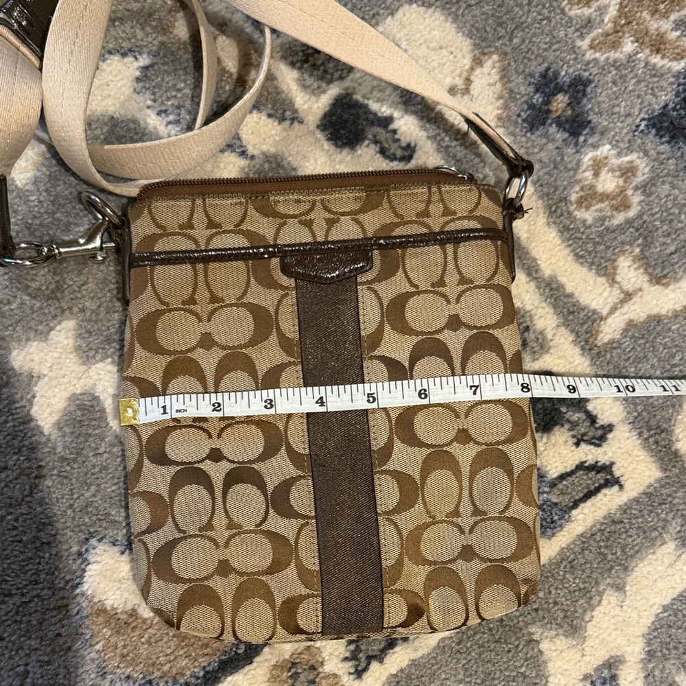 Coach Signature Brown and Cream Crossbody Bag